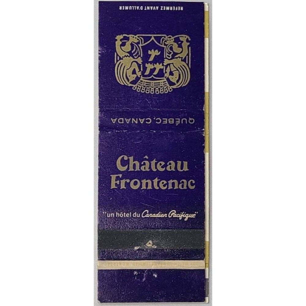 Matchbook Cover Canadian Pacific Railway Hotel Chateau Frontenac Quebec Canada